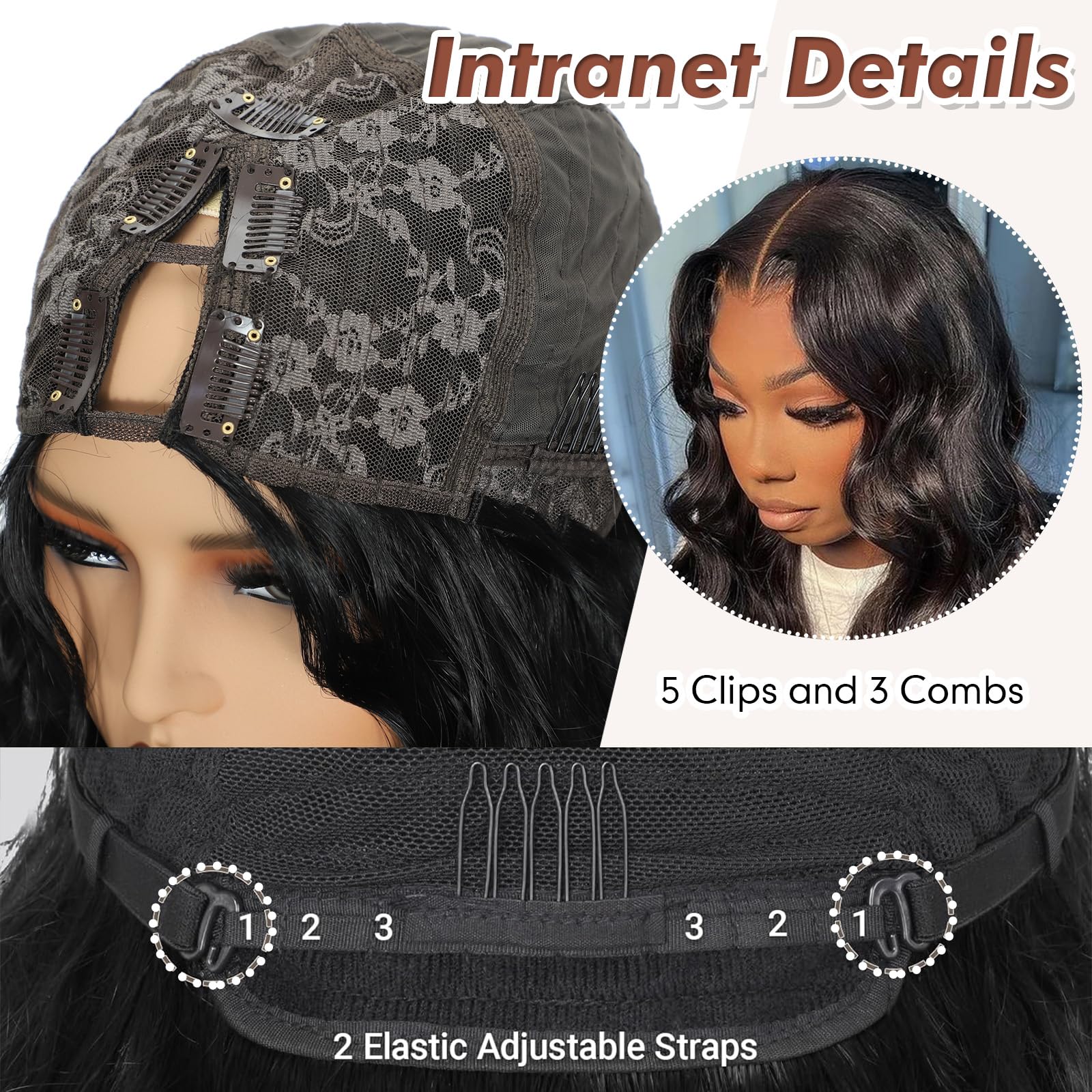 Amazon.com : Aisaide V Part Wig Black Body Wave Half Wigs for